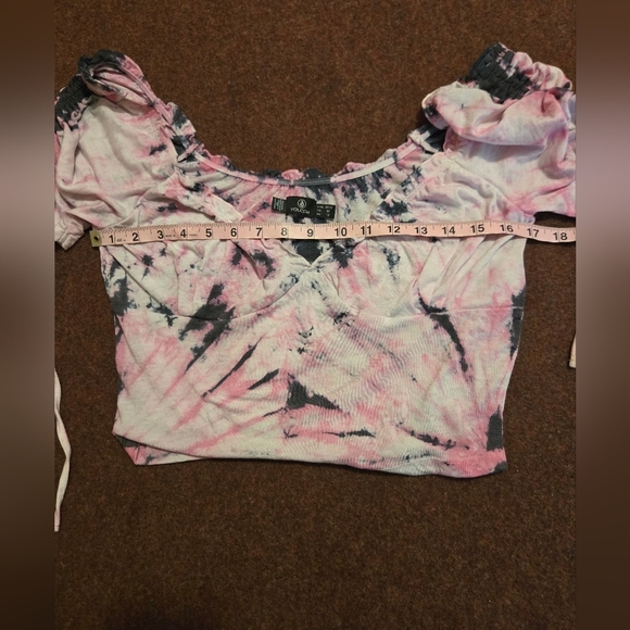 Volcom Tiedoll Wave Shirt In Pink And Grey Tie Dye Size 8 (M) - Picture 7 of 10